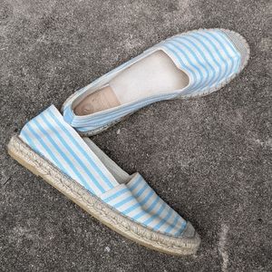 Vidorreta Blue Striped Espadrille Flats Size 8
